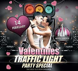 情人节聚会传单模板：Valentines Traffic Light Flyer Template